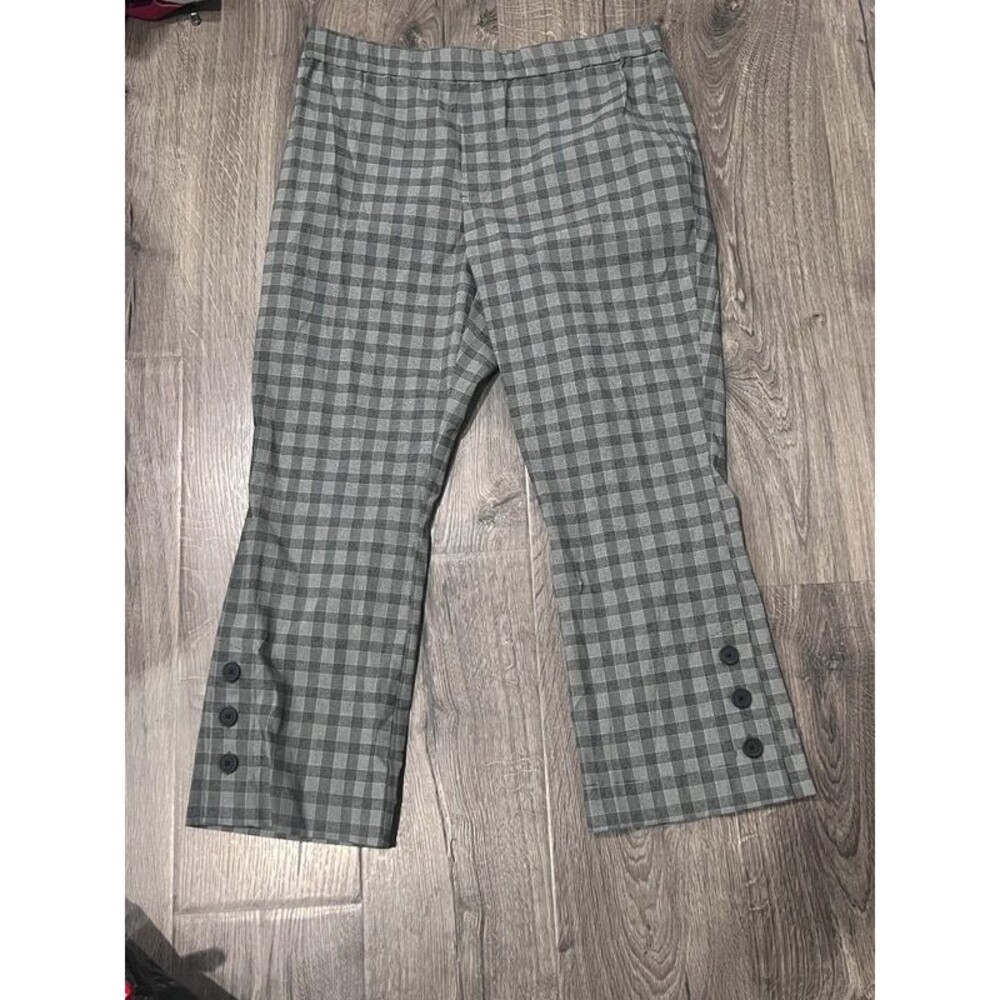 Simply Vera Vera Wang Women’s Large Gray Plaid Cropped Flare Pants